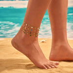 Load image into Gallery viewer, Eternal Beach Walk – Golden Shell &amp; Rainbow Stone Anklet
