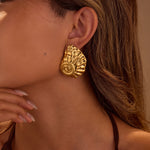 Load image into Gallery viewer, Sunset Promise – Gilded Scallop Stud Earrings
