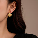 Load image into Gallery viewer, Golden Ocean Serenade – Shell Pendant Earrings
