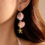 Load image into Gallery viewer, Beachside Romance – Handmade Shell &amp; Gold Earrings

