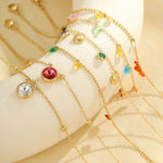 Load image into Gallery viewer, Ocean&#39;s Love Rhythm – Golden Shell &amp; Rainbow Gem Anklet
