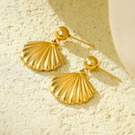 Load image into Gallery viewer, Golden Ocean Serenade – Shell Pendant Earrings
