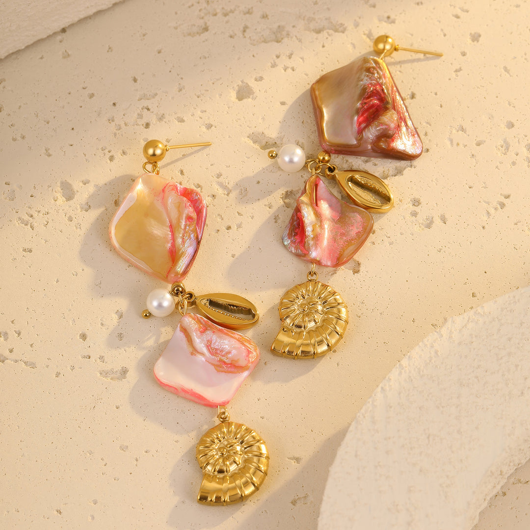 Tide of Romance – Natural Shell Dangle Earrings