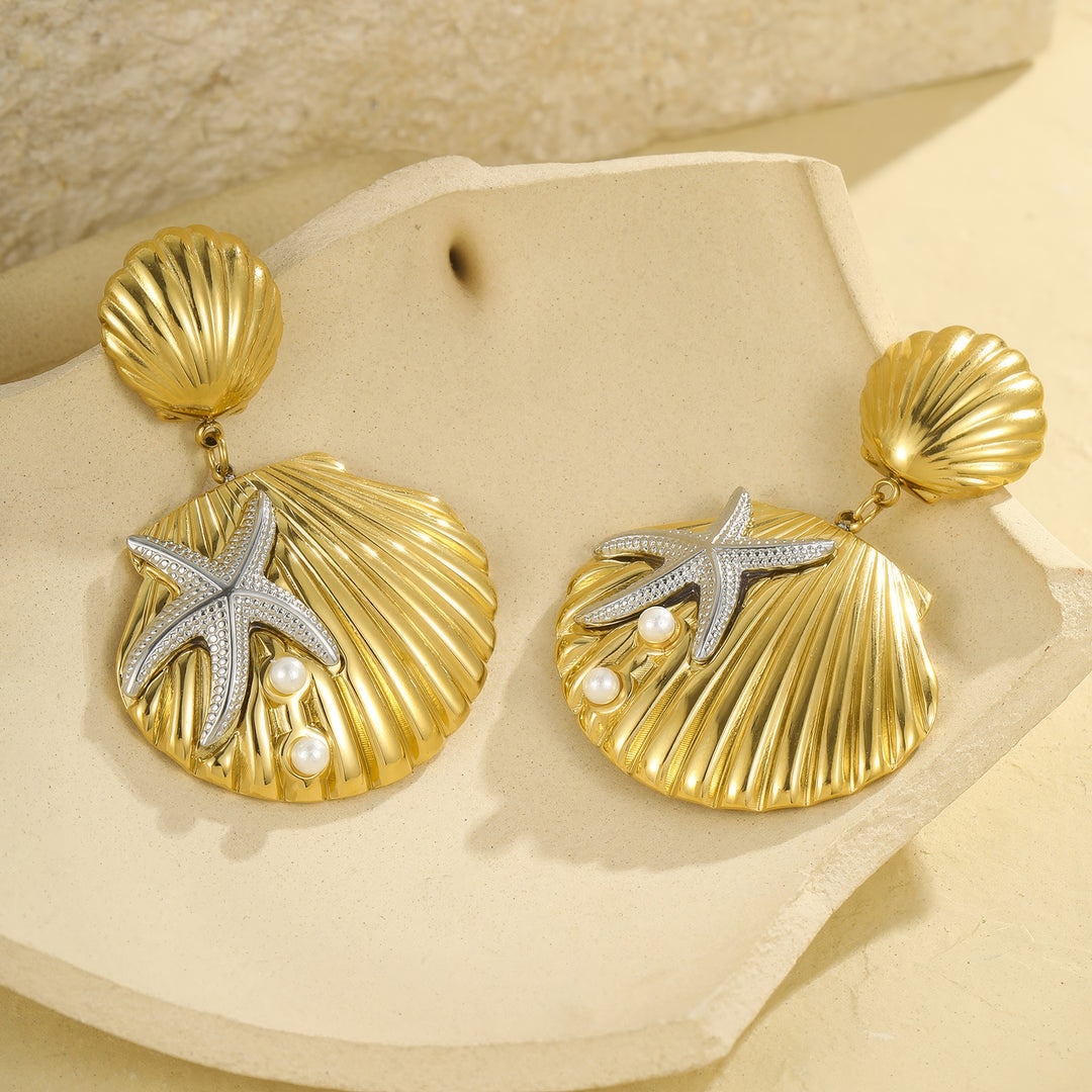 Tide-Locked Lovers – Interlocking Shell Pendant Earrings