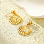 Load image into Gallery viewer, Golden Ocean Serenade – Shell Pendant Earrings
