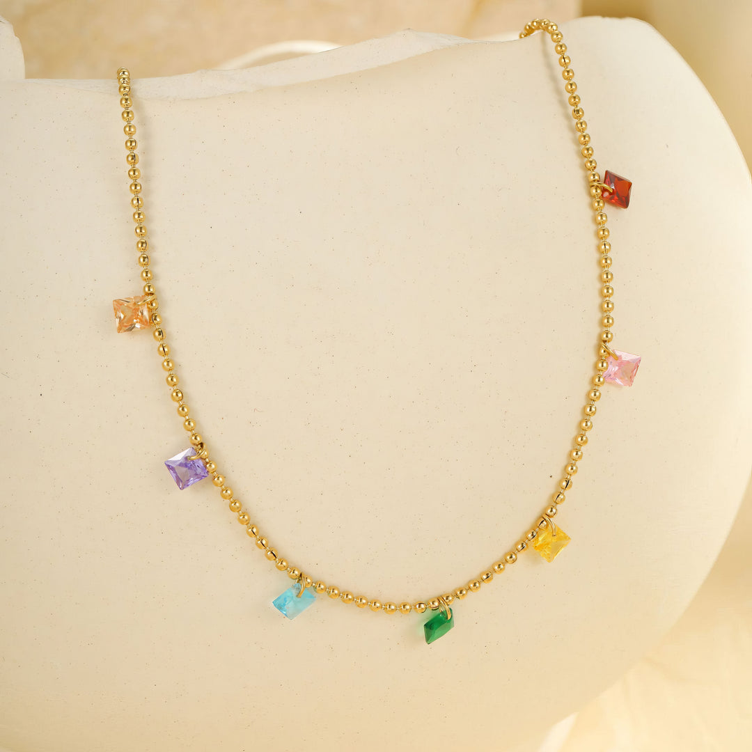 Ocean's Love Rhythm – Golden Shell & Rainbow Gem Anklet