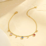 Load image into Gallery viewer, Eternal Beach Walk – Golden Shell &amp; Rainbow Stone Anklet

