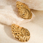 Load image into Gallery viewer, Sunset Promise – Gilded Scallop Stud Earrings
