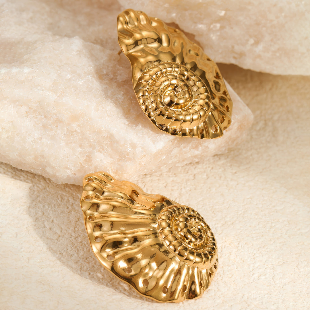 Sunset Promise – Gilded Scallop Stud Earrings