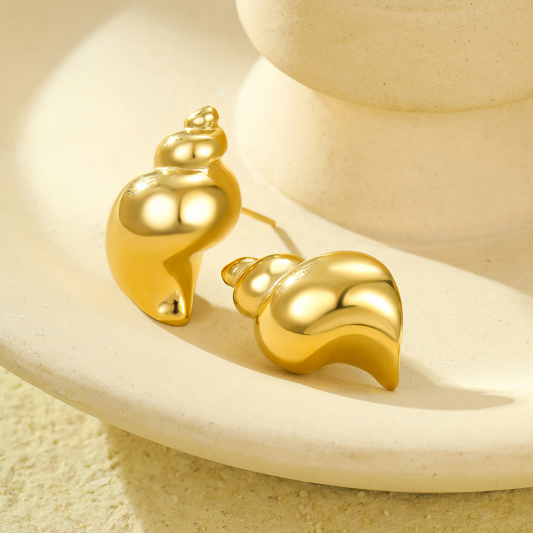Golden Tide Love Knots – Shell Stud Earrings