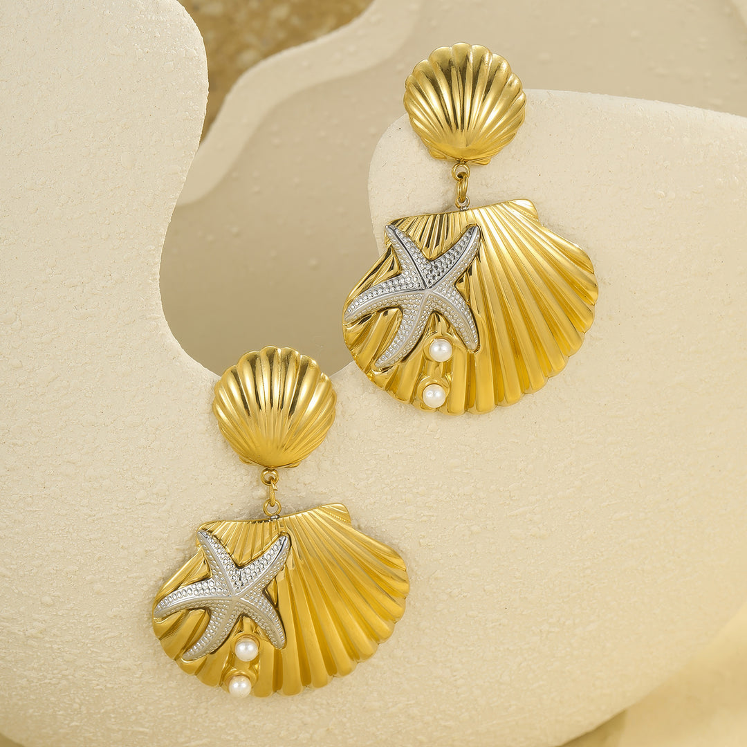 Tide-Locked Lovers – Interlocking Shell Pendant Earrings