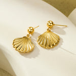 Load image into Gallery viewer, Golden Ocean Serenade – Shell Pendant Earrings
