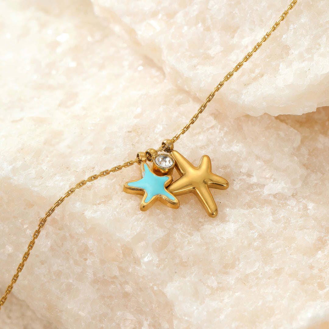 Magnetic Tide: Binary Starfish Necklace