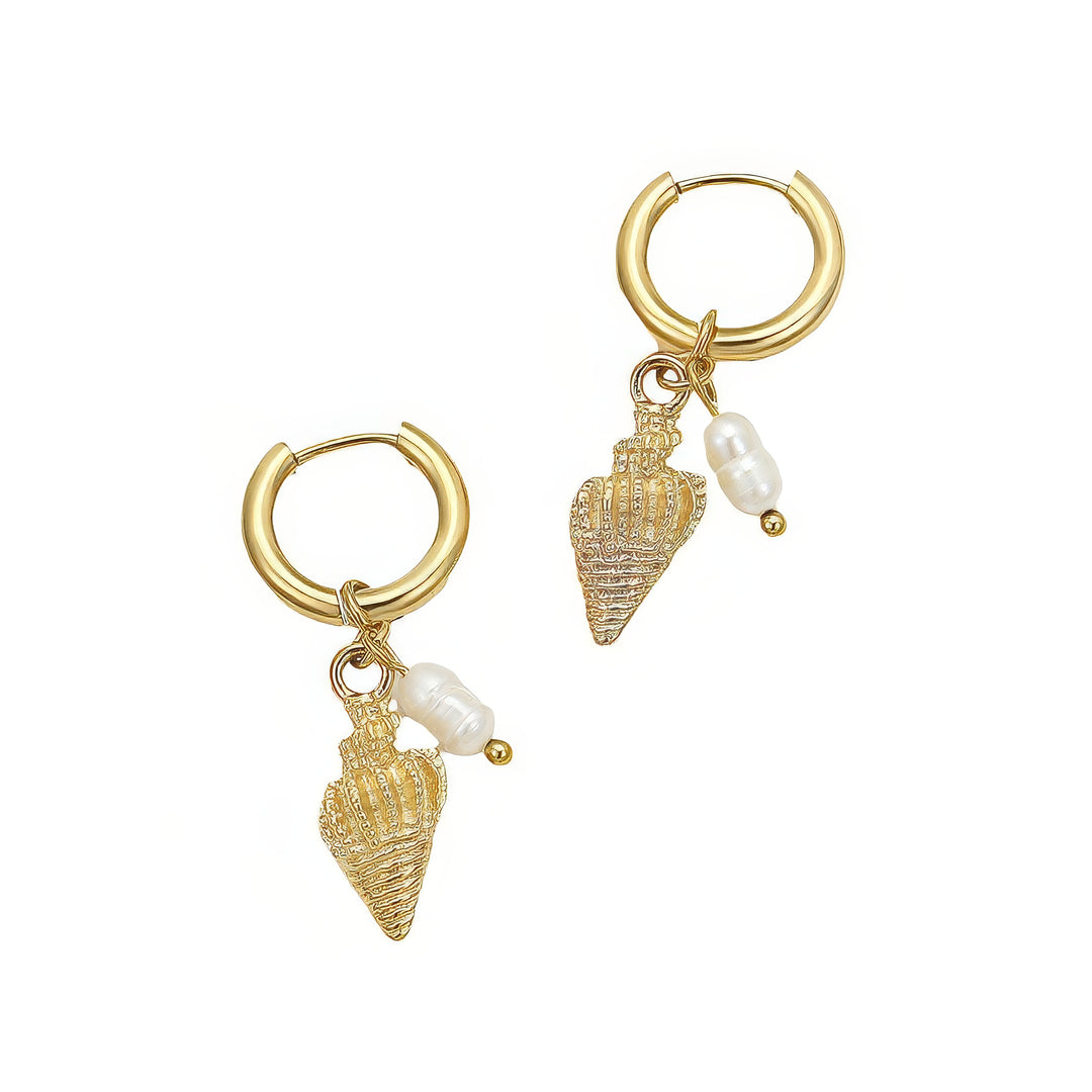 Golden Tide Embrace – Magnetic Shell Clip-On Earrings