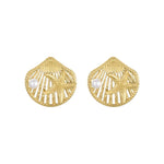 Load image into Gallery viewer, Treasure of the Heart – Golden Clam Stud Earrings
