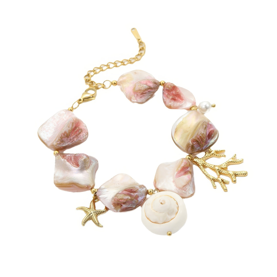 Seashell Serenade: Rainbow Stone Romance Bracelet