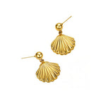 Load image into Gallery viewer, Golden Ocean Serenade – Shell Pendant Earrings

